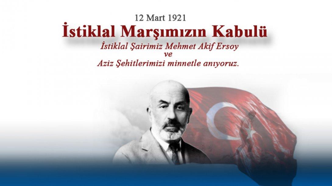 İlçe Milli Eğitim Müdürü Sunullah Desticioğlu' nun 12 Mart İstiklal Marşı'mızın Kabulünün 100. Yıl Mesajı